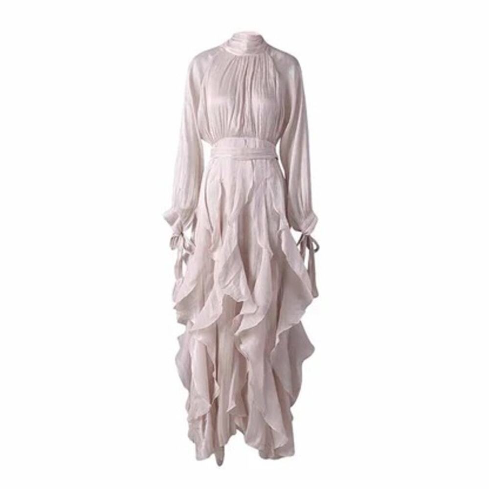 Miss Rosie XXL Champagne Ruffle Maxi Dress Corset Tie Ethereal Fairy